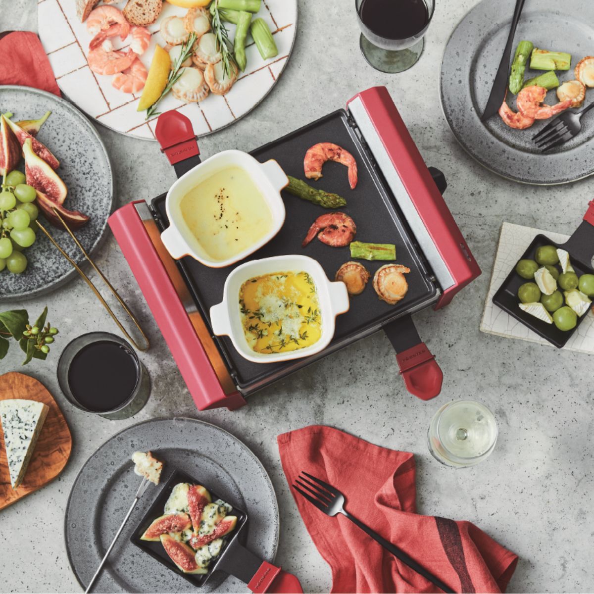 récolte Raclette and Fondue Maker Grand Melt 雙層煎烤盤 RRF-2(R)