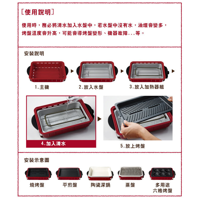 récolte Home BBQ Grill Plate 日式電熱鍋 - 坑紋烤盤(無外盒配件)